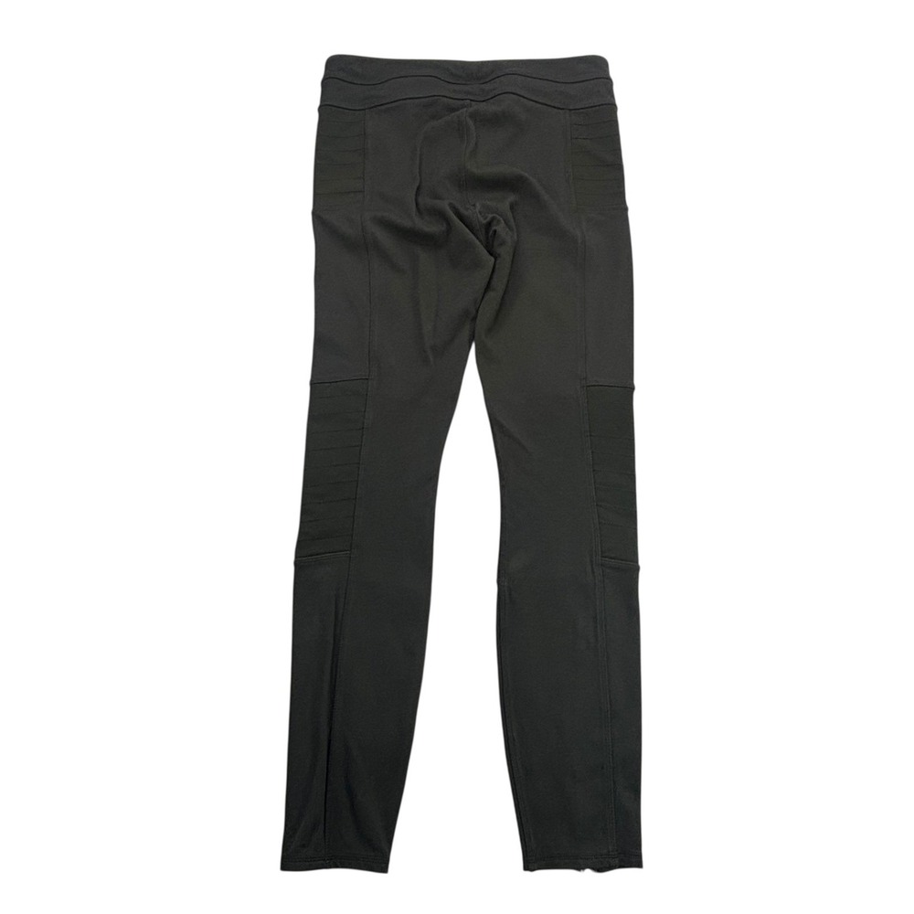 Athleta Motto Leggings Pants Olive Womens Size 6 Ribbed Panel Zipper Athleisure - Picture 3 of 16